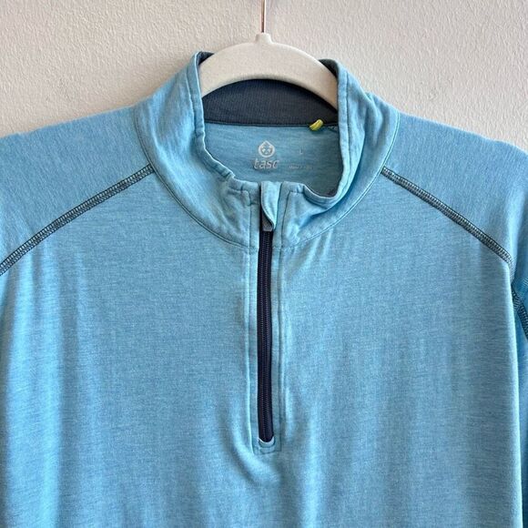 Tasc Performance Womens Size Large 1/4 Zip Top Blue Cotton Bamboo Stretch - Picture 2 of 8